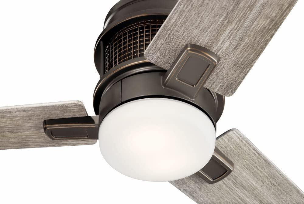 Kichler 300352OZ Chiara 52' Hugger Ceiling Fan with LED Lights and Wall Control, Olde Bronze