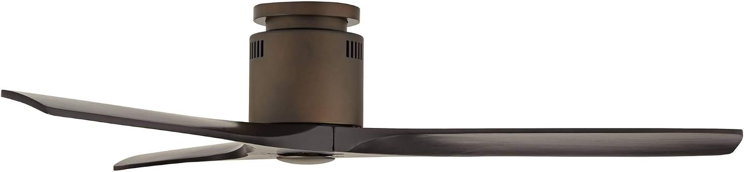 Casa Vieja 52' Windspun Rustic Farmhouse 3 Blade Indoor Hugger Ceiling Fan with Remote Control Oil Rubbed Bronze Matte Black Wood for Living Kitchen House Bedroom Family Dining Room Office