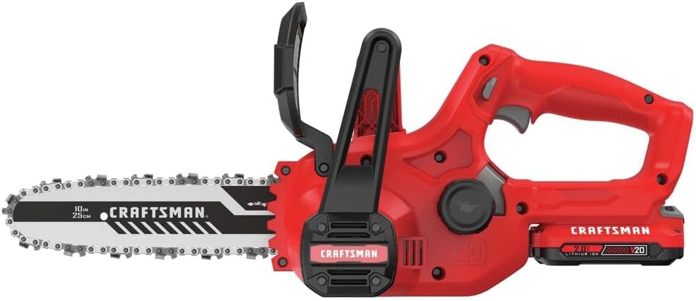 CRAFTSMAN CMCCS610D1R V20 Brushed Lithium-Ion 10 in. Cordless Chainsaw Kit (2 Ah) (Renewed)