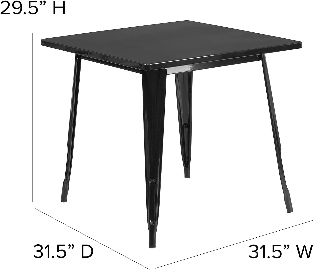 Flash Furniture Felix Commercial Grade 31.5' Square Black Metal Indoor-Outdoor Table