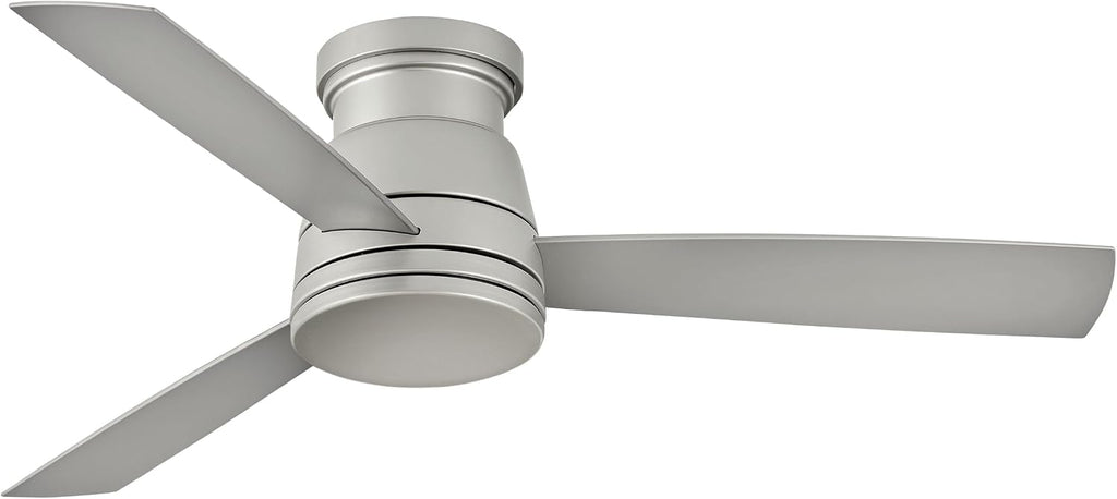 Hinkley Trey 52' Indoor/Outdoor Smart Ceiling Fan with Light and Remote, Modern Flush Mount, Composite Fan Blades, Integrated LED, Brushed Nickel