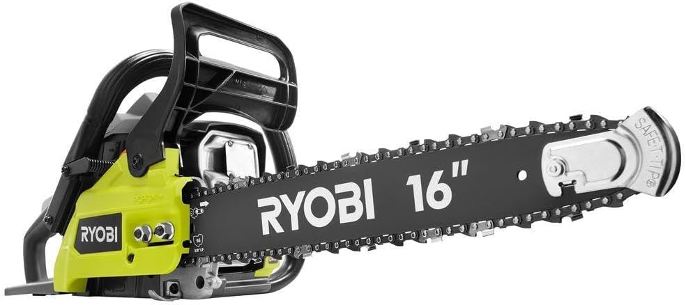 RYOBI 16 in. 37cc 2-Cycle Gas Chainsaw with Heavy-Duty Case, Green, RY3716