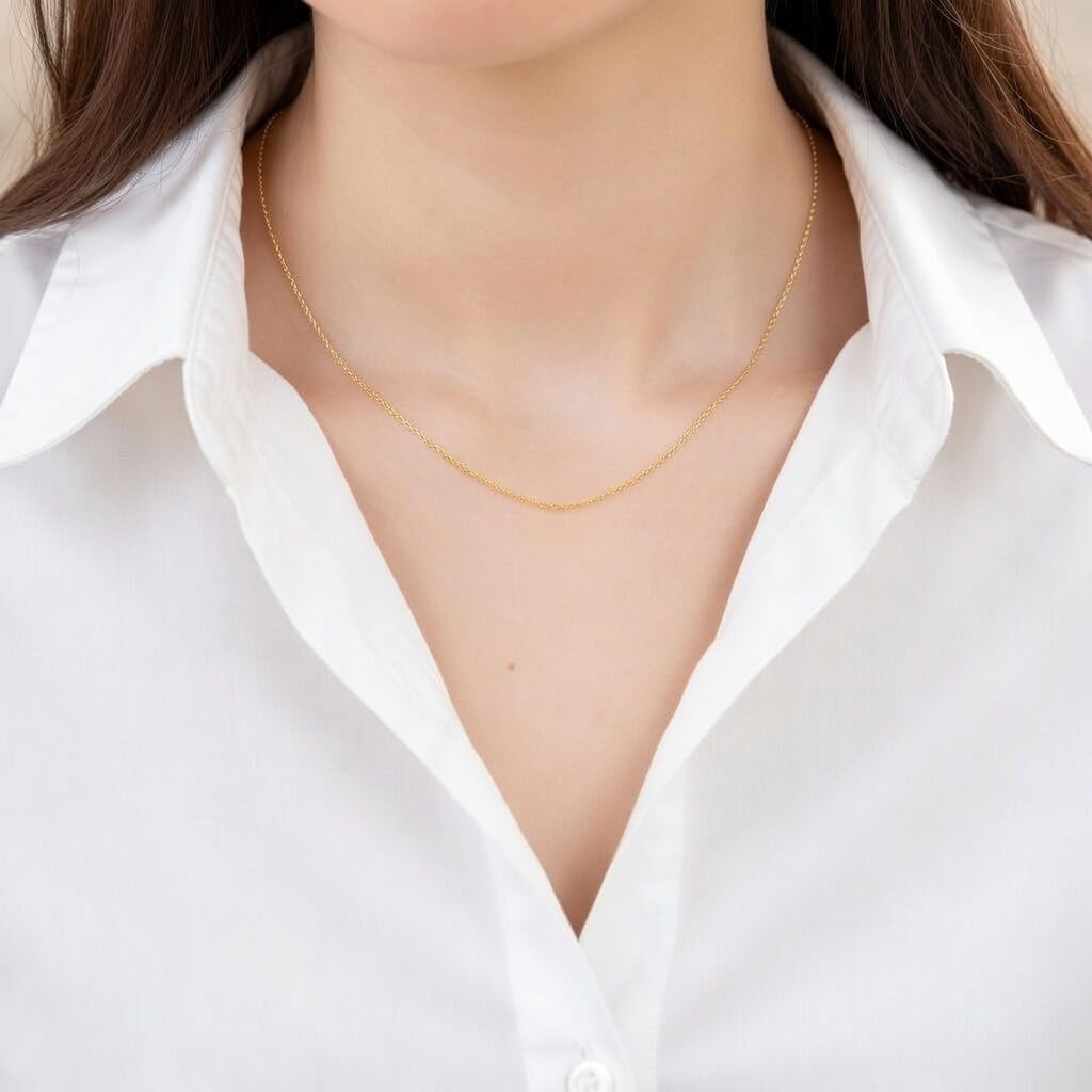 Jewelry Affairs 14k Yellow Gold Cable Link Chain Necklace, 0.8mm