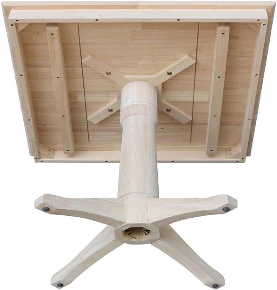 IC INTERNATIONAL CONCEPTS 36' x 36' Natural Solid Wood Square Top Pedestal Table - 35.9' Height