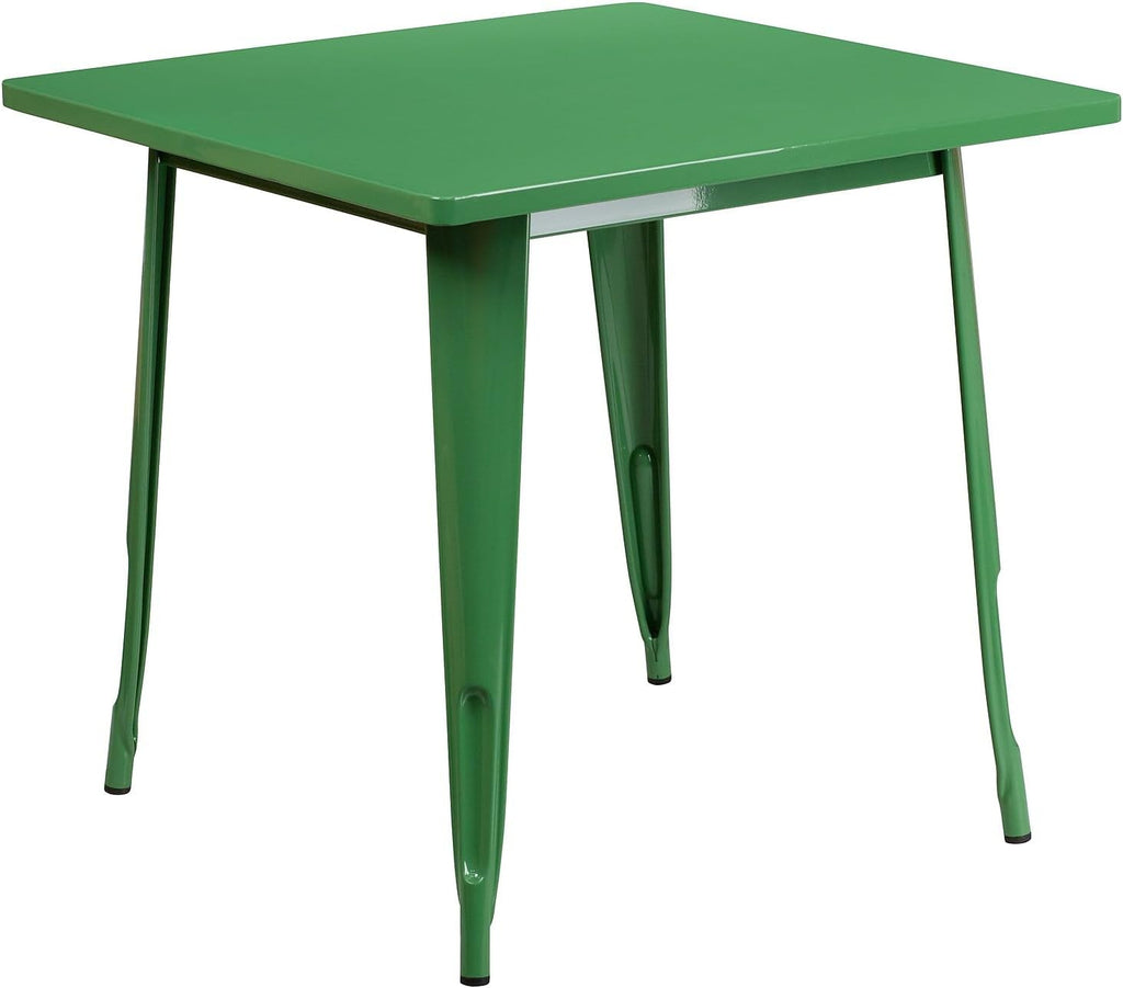 Flash Furniture Felix Commercial Grade 31.5' Square Green Metal Indoor-Outdoor Table