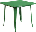 Flash Furniture Felix Commercial Grade 31.5' Square Green Metal Indoor-Outdoor Table