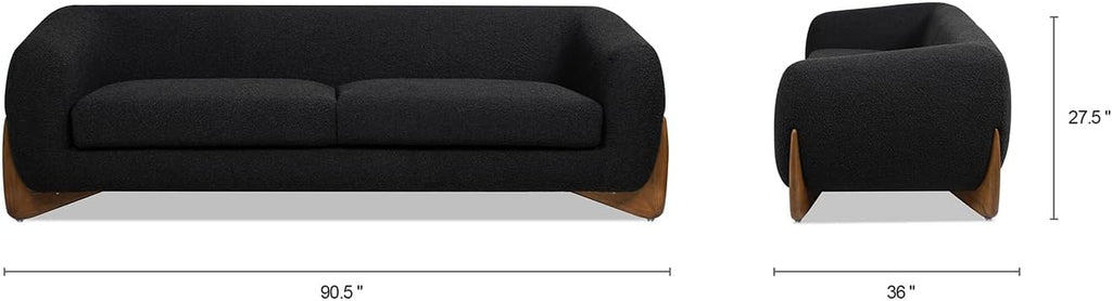 Jennifer Taylor Home Alpine 90.5' Modern Scandinavian Minimalist Round Arm Sherpa Sofa