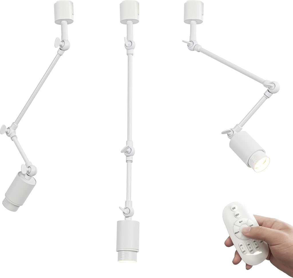 Light Beam & Angle Adjustable Focus Mini Spotlight Dimmable Remote H-Type Tracking Light Modern White 3 Pcs for Background Gallery Shop Loft(No Track)