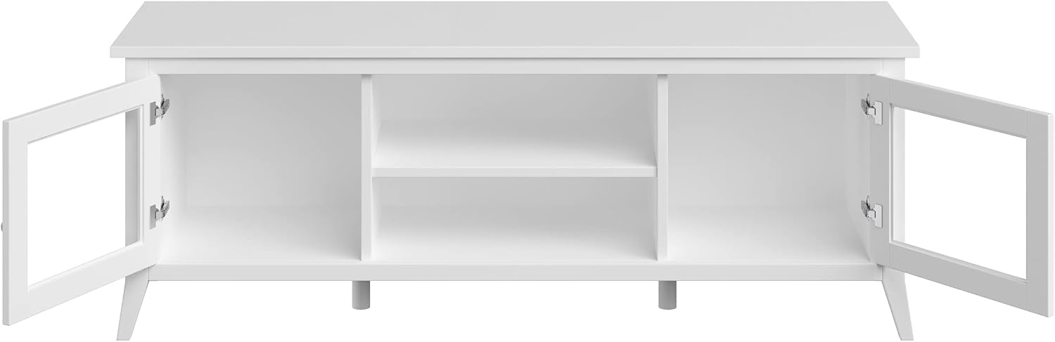 TV Stand - 55-inch Storage Cabinet with 2 Cubbies and 2 Shelves - Entertainment Center for Living Room, Bedroom, or Entryway by Lavish Home (White)