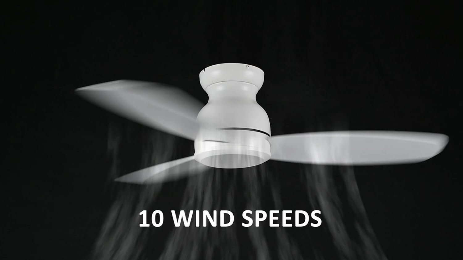 Carro 48 Inch Flush Mount Ceiling Fan without Lights, Ceiling Fan with Remote Low Profile White, 10-Speed Reversible DC Motor, 3 Dual Finish Blades, Indoor for Bedroom