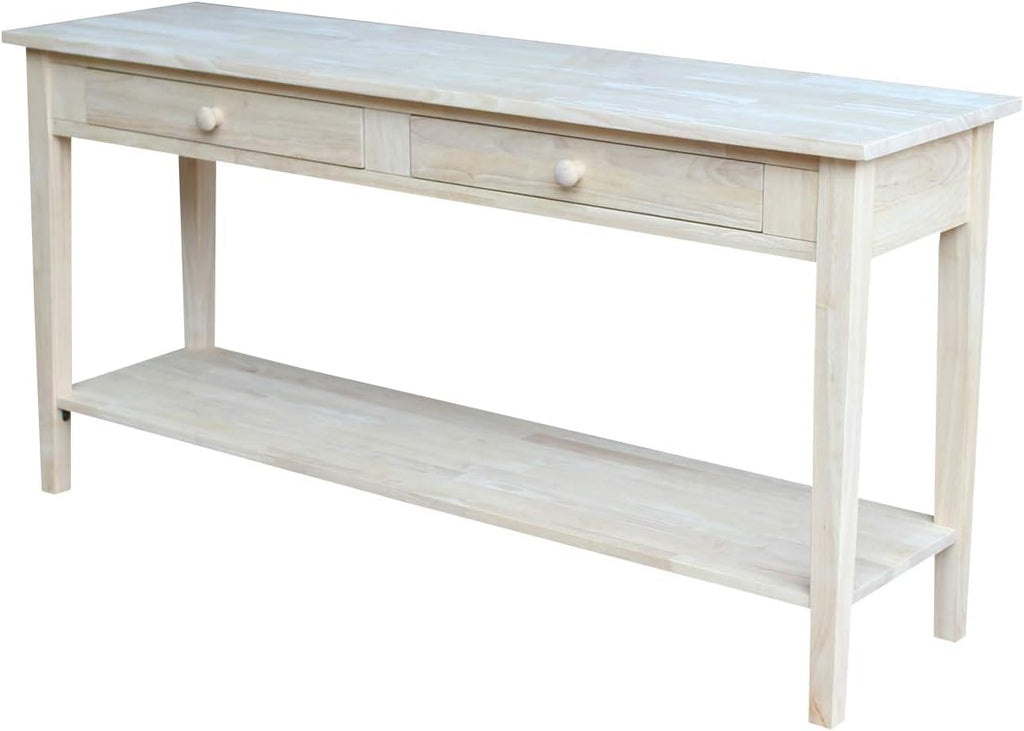 IC International Concepts Spencer Server Extended Length Console Table, Versatile Design for Dining Room, Hallway, or Entryway - Unfinished