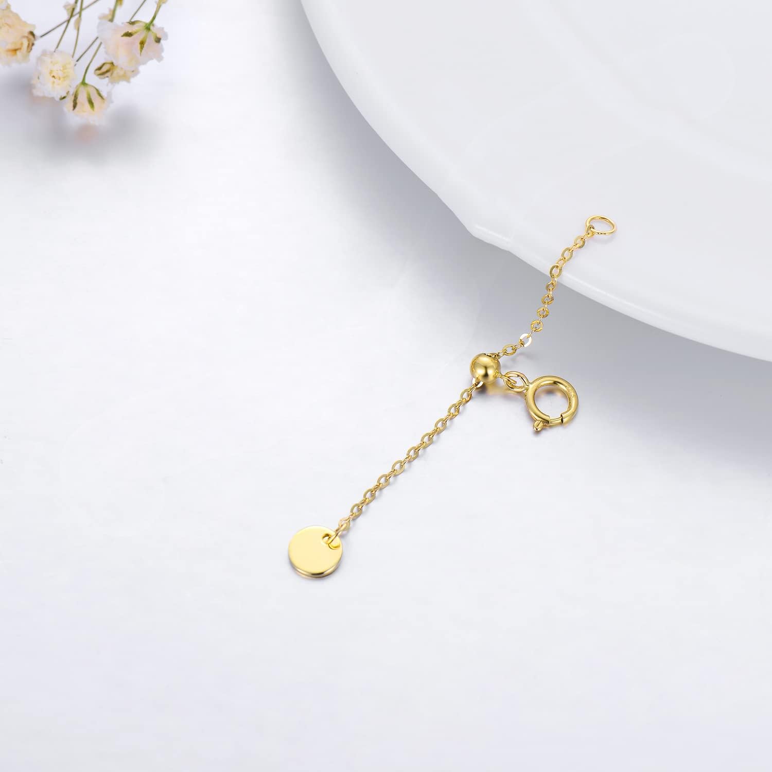 10k 14k Real Gold 1'/1.5'/2'/2.5'/3'/4'/5' Necklace Extender, Necklace Bracelet Extender Chain, Durable Gold Extender Chain, Adjustable Extension Chain for Necklace Bracelet Anklet