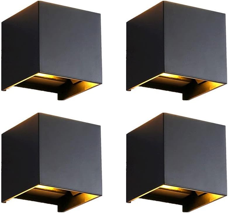 4pcs Square Wall Light, Aluminum Cube Shade Simple LED Sconce, Up Down Wall Lamp Indoor Spotlight Night Lamp for Bedroom Wall Wash Lights