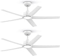 ocioc 2 Pack 52 inch Ceiling Fans with Lights and Remote Control, Ultra Quiet DC Motor, 3 Color Temperatures Modern Ceiling Fan for Bedroom Patio Indoor Covered Outdoor White