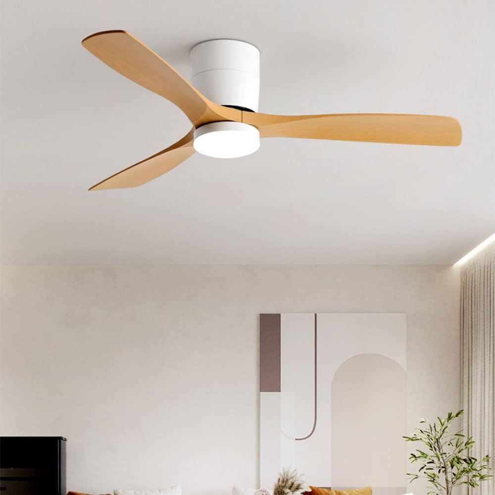 Dimmable Smart Ceiling Fan with Lights Imitation Wood Hardware Ceiling Fan Light LED with Remote 42 Inch Living Room Ceiling Fan Modern Outdoor for Patios Ceiling Fan with Lights