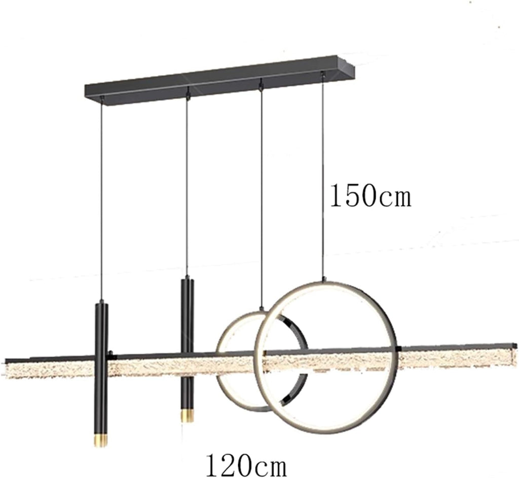 Modern Pendant Chandelier Linear Fixture with 2 Cylindrical Spotlights Black Finish LED Indoor Lighting Dining Room Kitchen Island Pendant Light Stylish(RC Remote dimming,120cm)