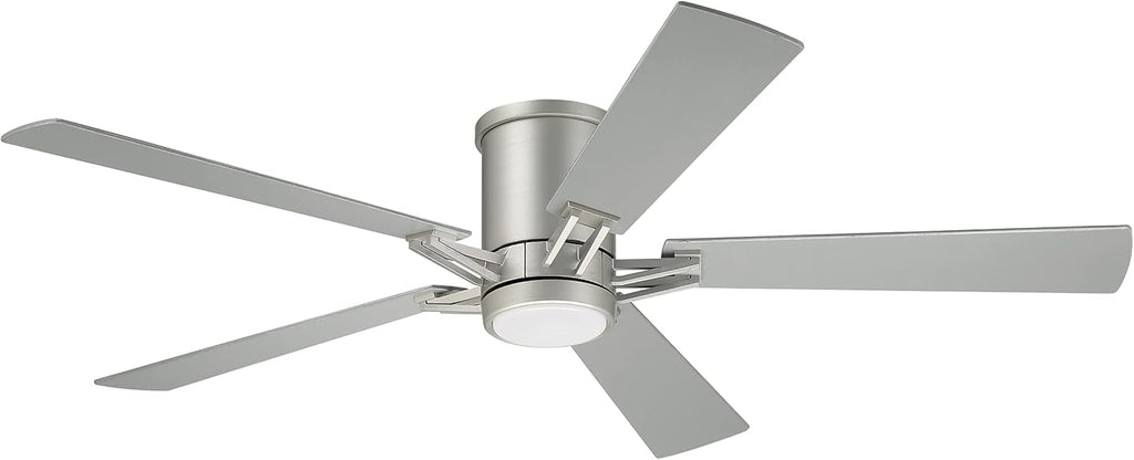 Craftmade 52' Wyatt Hugger Indoor/Outdoor Painted Nickel Finish Ceiling Fan, LED Light Kit (Optional), Remote Included, Smart WiFi Enabled with Voice Activation, works with Alexa & Smart Home Devices