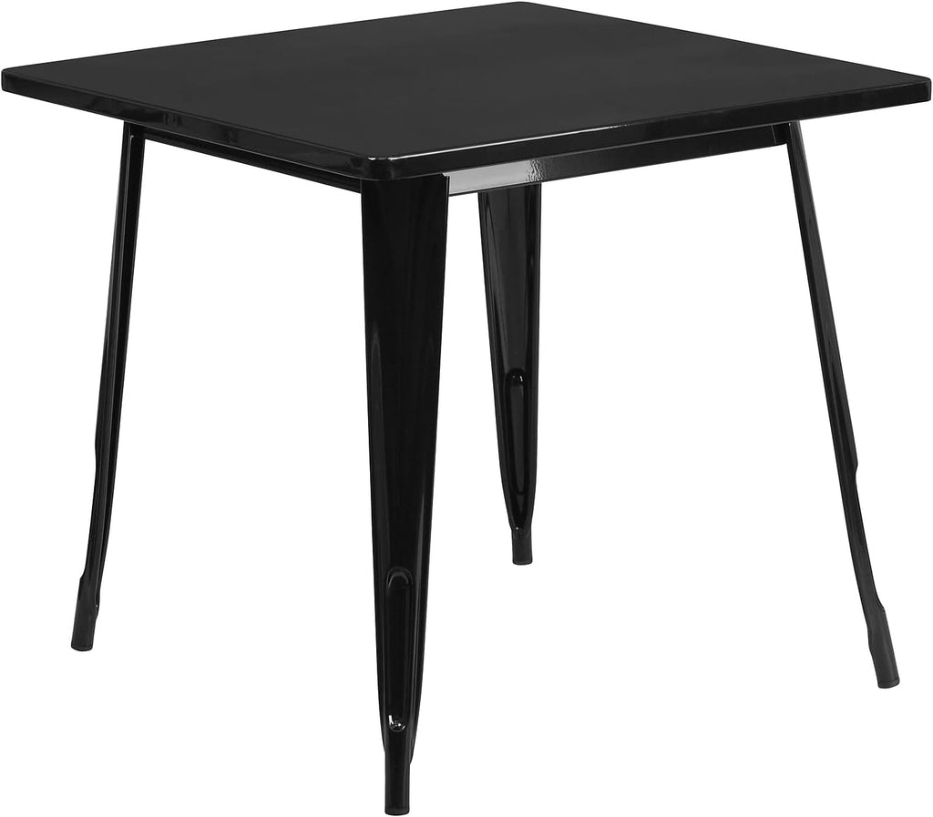 Flash Furniture Felix Commercial Grade 31.5' Square Black Metal Indoor-Outdoor Table
