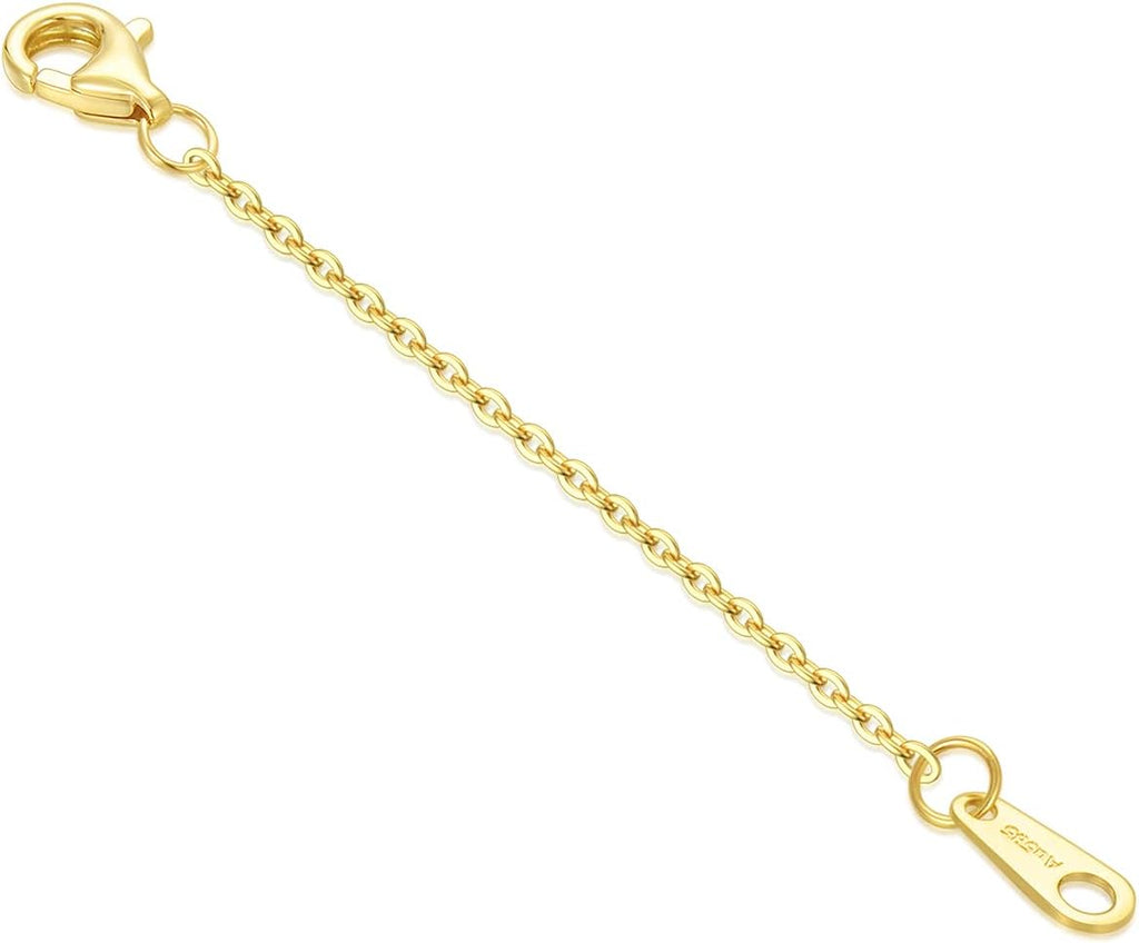 18k Gold 1'/2'/3' Necklace Extender Chain, Durable Strong Removable Gold Chain Extender, Real Gold Extension Chain for Necklace Bracelet Anklet