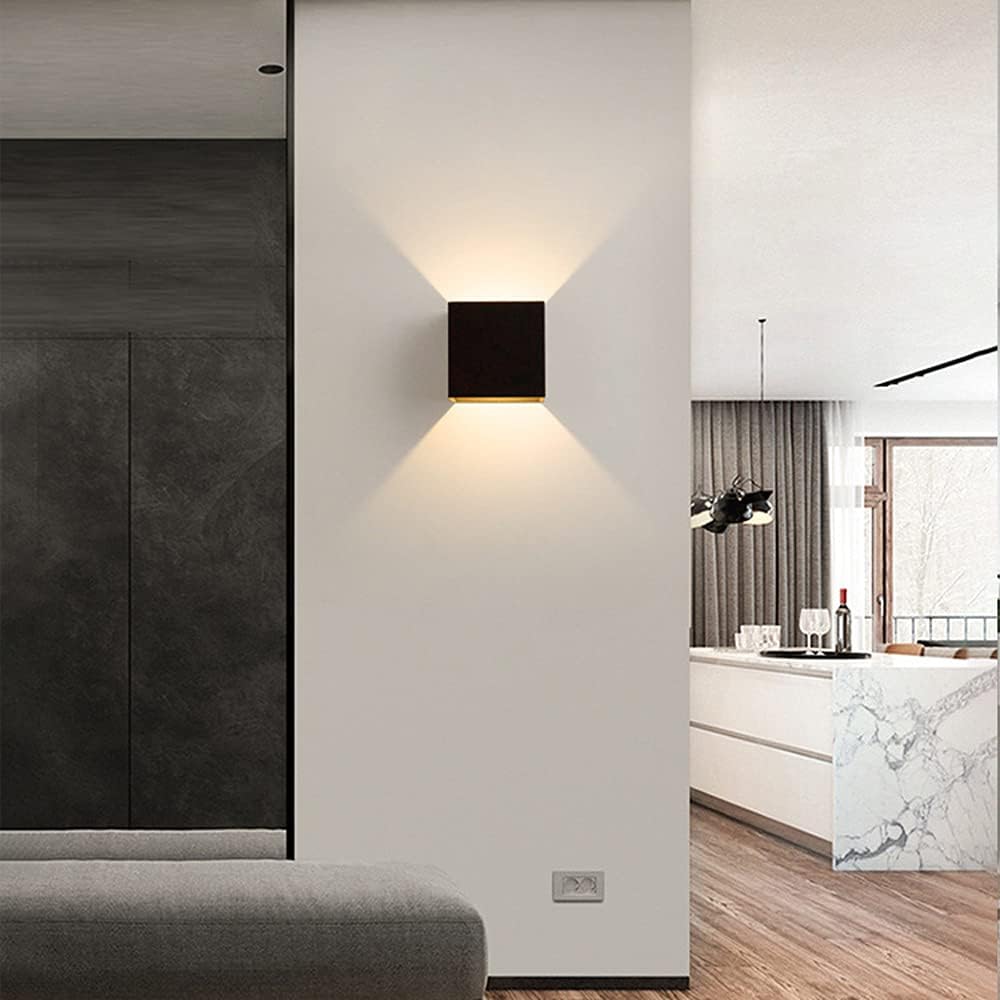 4pcs Square Wall Light, Aluminum Cube Shade Simple LED Sconce, Up Down Wall Lamp Indoor Spotlight Night Lamp for Bedroom Wall Wash Lights