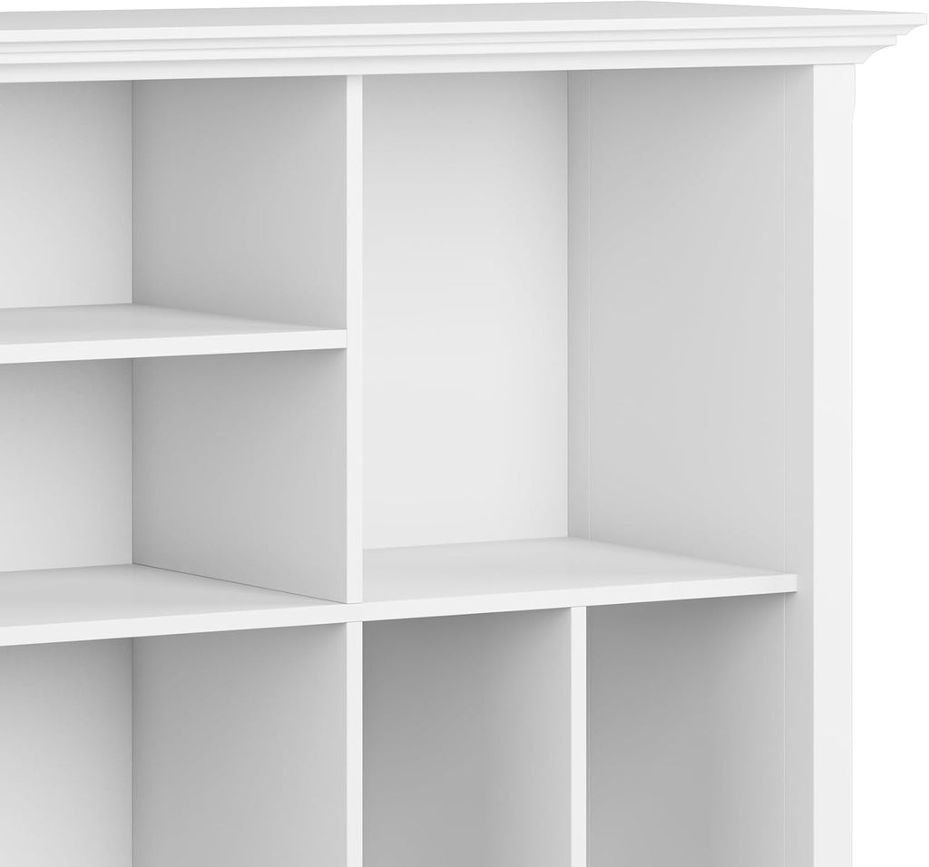 SIMPLIHOME Amherst Bookcase - 44 inch Tall Multi-Cube Solid Wood Cube Organizer in White, Transitional Bookcase Storage for Living Room, Study Room or Office with Fixed Shelves and Tapered Legs
