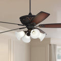 Casa Vieja 60' Montego Traditional Indoor Ceiling Fan 5 Blade Marbleized Glass LED Light Bronze Finish Brown Teak Finish Blades Bedroom Living Room Kitchen Dining Room Decorative Bright Downrod