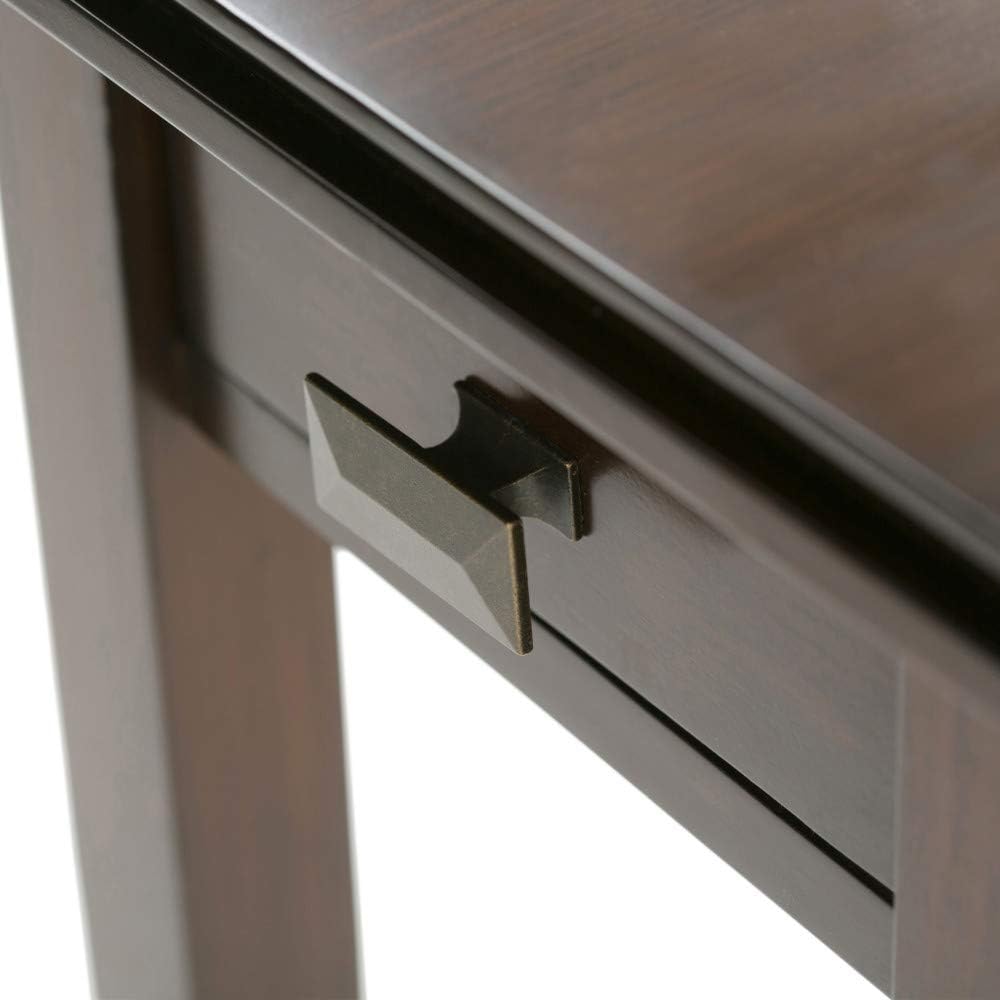 SIMPLIHOME Artisan Narrow Side Table - 14 inch Wide Solid Wood Rectangular End Table with Drawer in Russet Brown, Transitional Nightstand or Lamp Stand for Living Room or Bedroom with Tapered Legs