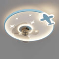 Indoor Mute Ceiling Fans with Lights Dimmable LED Ceiling Light with Fan Remote 6 Speeds Ceiling Fan for Study Room Bedroom Low Profile Blue Ceiling Fan Lights