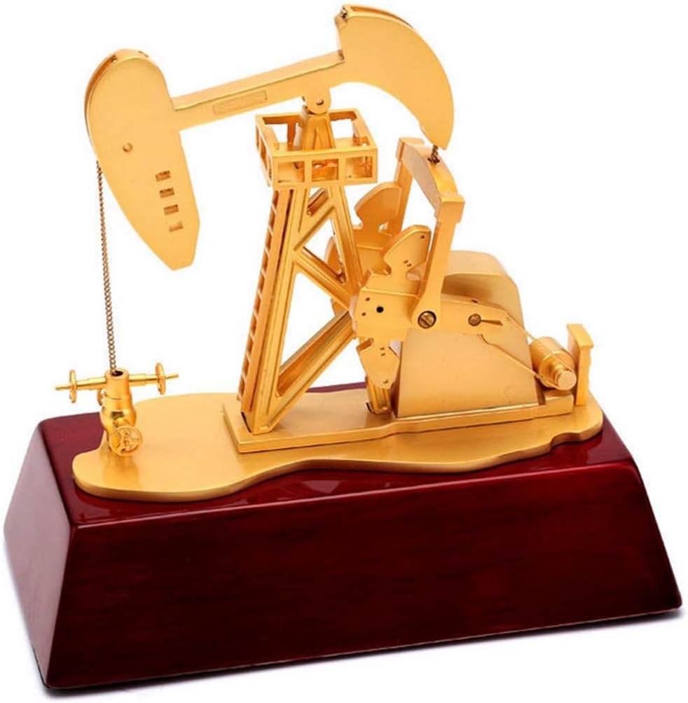 3D Electric Metal Oil Well Pump Jack Model, DIY Industrial Mechanical Model Toy Gift, Creative Desktop Ornament Decoration, Science Eductional Toy