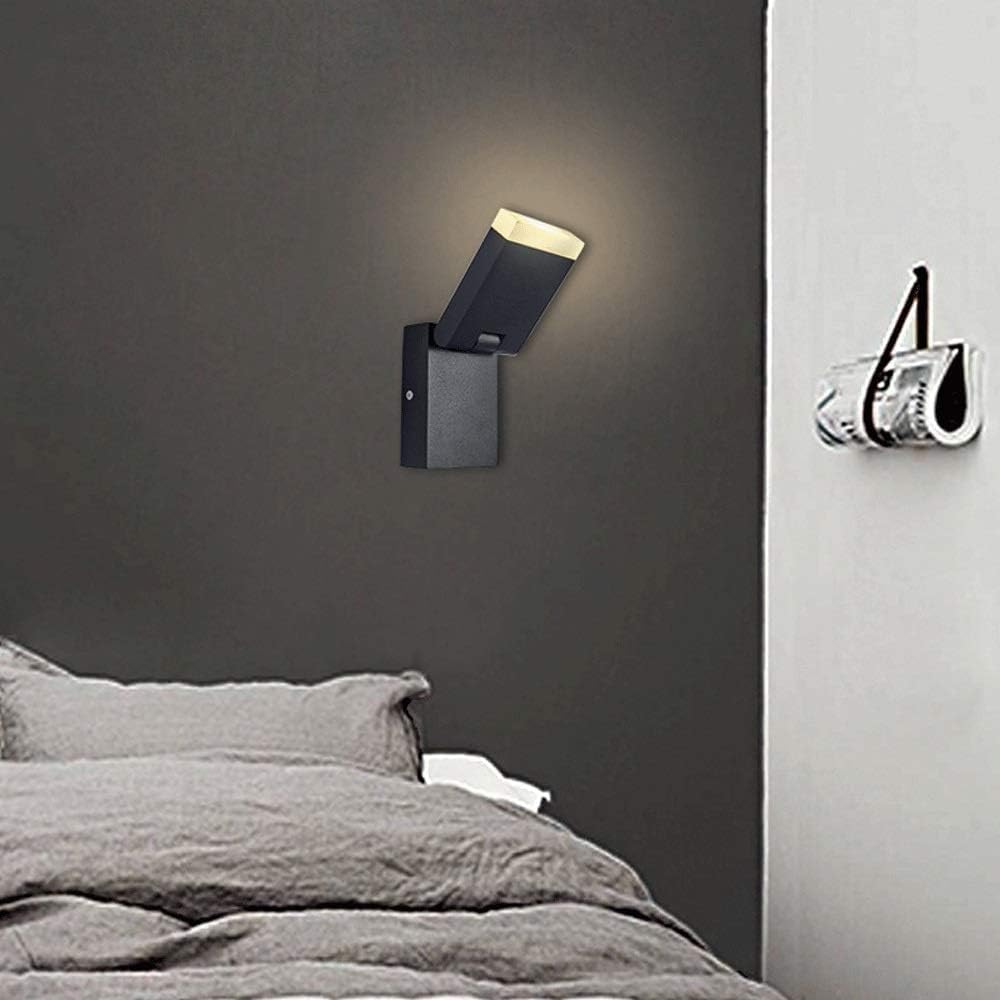 Wall Sconces, Modern 5w LED Wall Sconce Rotatable Flush Mount Wall Lamp, Aluminum Wall Spotlights Indoor Wall Lamps Compatible with Bedroom Bedside Corridor Loft Warm White Lighting Fixtures LILIHAOHA
