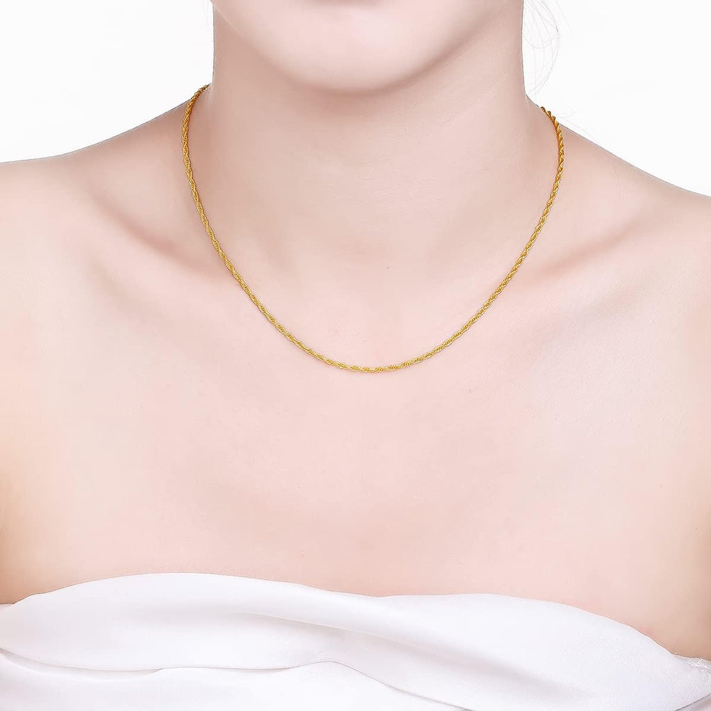 ZHOU LIU FU 24K Solid Gold Necklace for Women, Real Pure Gold Jewelry Dainty Oval Clip Link Cable Chain Necklace for Men Girlfriend