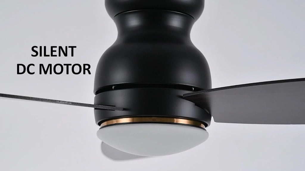 Carro 44' Black Ceiling Fan with Light Flush Mount, DC 10 Speeds Silent Ceiling Fan with Remote, 2 Light Colors Dimmable, for Living Room, Bedroom, Dark Walnut