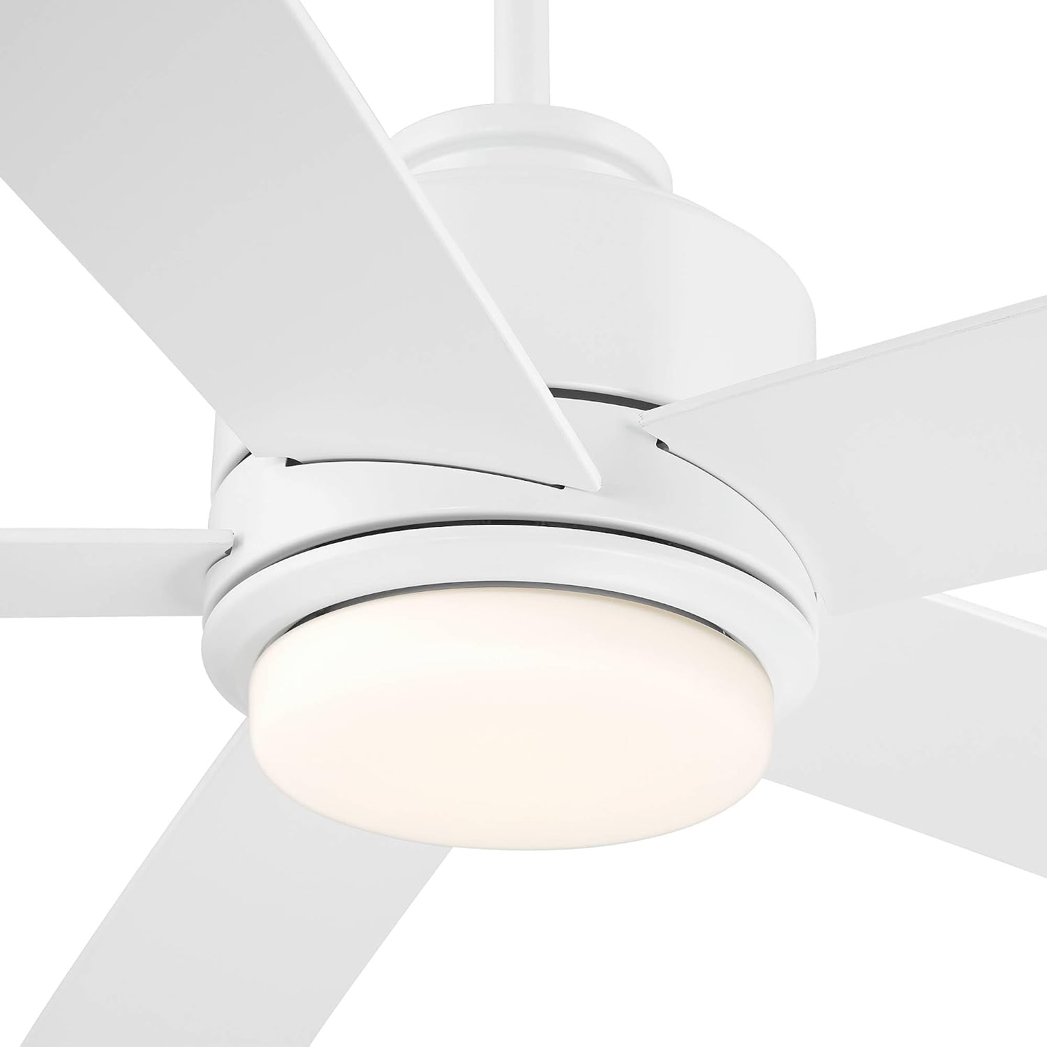 Casa Vieja 52' Grand Palm Modern Indoor Outdoor Ceiling Fan 5 Blade LED Light Remote Control Matte White Finish Wood Blades Bedroom Patio Living Room Kitchen Porch Damp Rated Decorative Dimmable