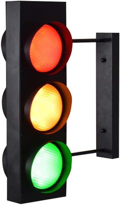 Outdoor Lamp Post Lights, LED Traffic Signal Wall Lamp with Switch, Tricolor Red Green Yellow Spotlights for Indoor/Outdoor Use, Warning Sconce for Bars and Street Signs (B)