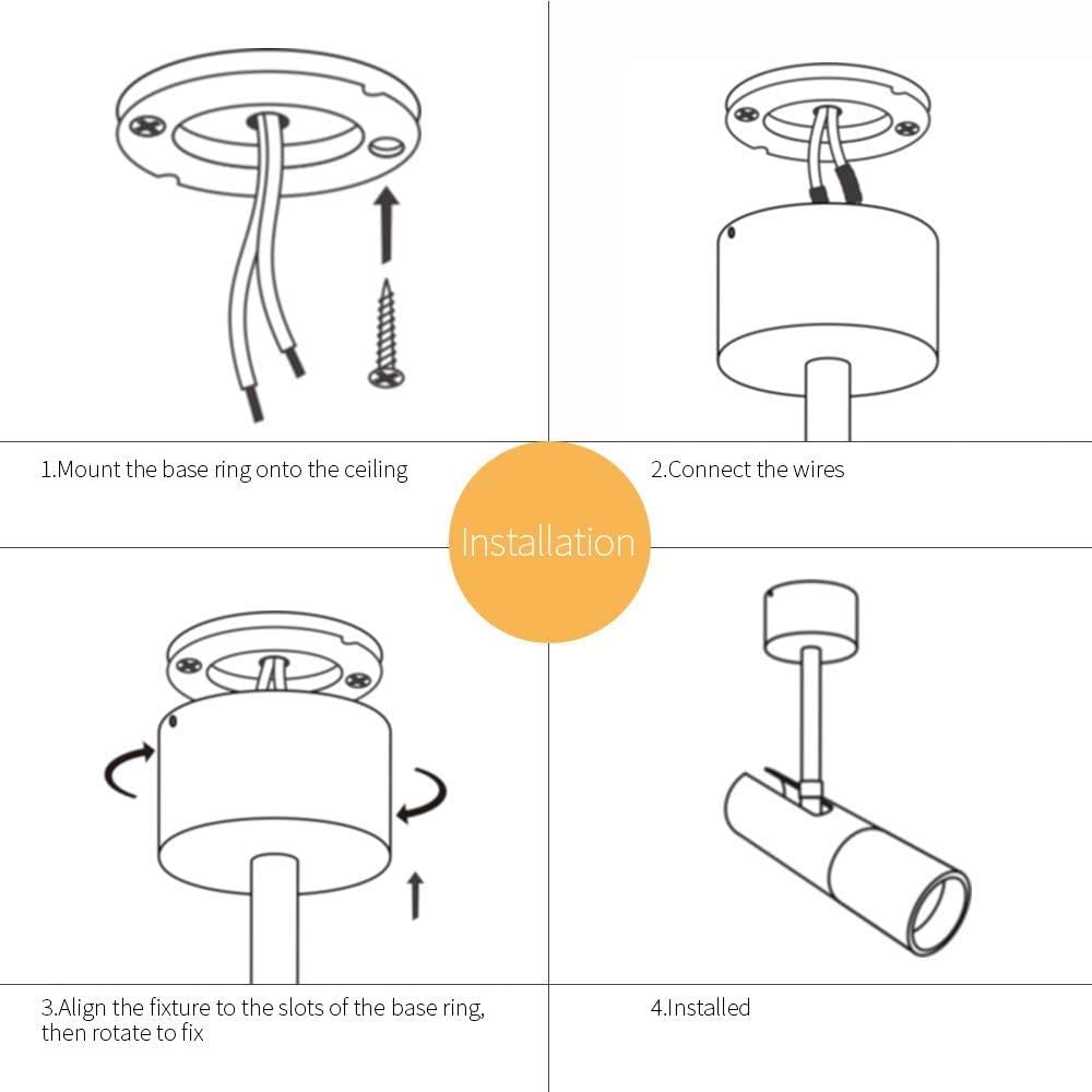 LED Aluminum Ceiling Spotlight Indoor COB Anti Glare Aent Lamp 360 Angle Rotation Wall Spot Lihgting for Gallery Hallway Cabinet Kitchen - White
