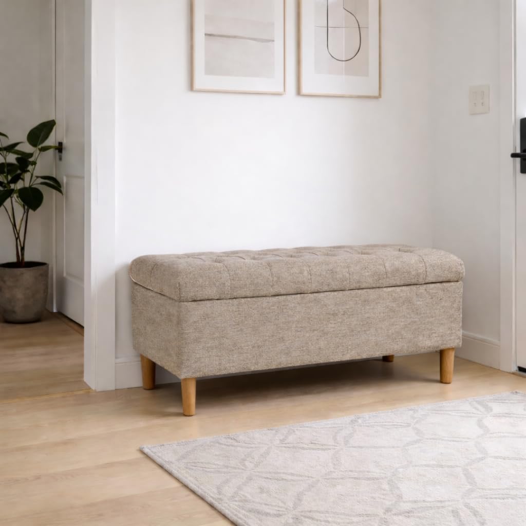 HomePop 40' Ainsley Button Tufted Storage Bench - Midtone Gray