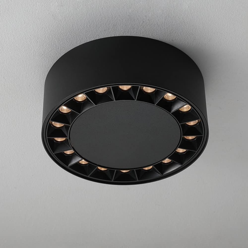 Led Ceiling Spotlight Indoor Mini Surface Monopoint Light Fixture, Cylinder Ceiling Downlight Aluminum Directional Spotlights for Living Room Bedroom Corridor Kitchen/Svart6000K/12W