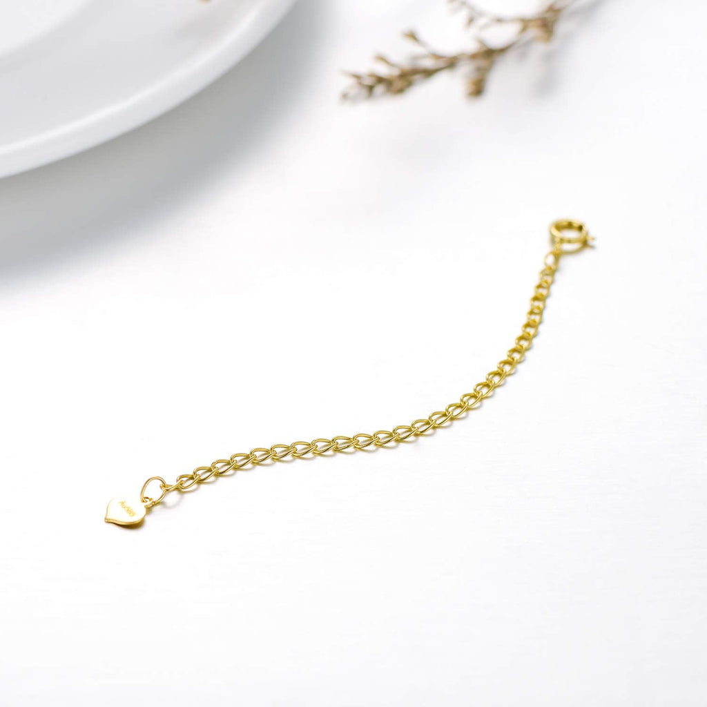 14K Solid Gold Chain Necklace Extender 3 Inch, Delicate Durable Adjustable Gold Chain Extender for Gold Necklace Bracelet