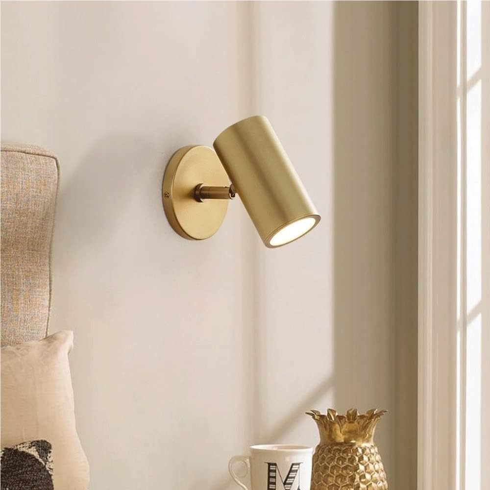 Brass Wall Sconce Rotating Adjustable E27 Reading Light Minimalist Indoor Spotlight Bedside Bedroom Lighting