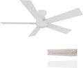 Carro 52 Inch Flush Mount Ceiling Fan without Lights, White Ceiling Fan with Remote, 10-Speed Reversible DC Motor, 5 Dual Finish Blades, 3 Light Colors Dimmable LED, for Bedroom
