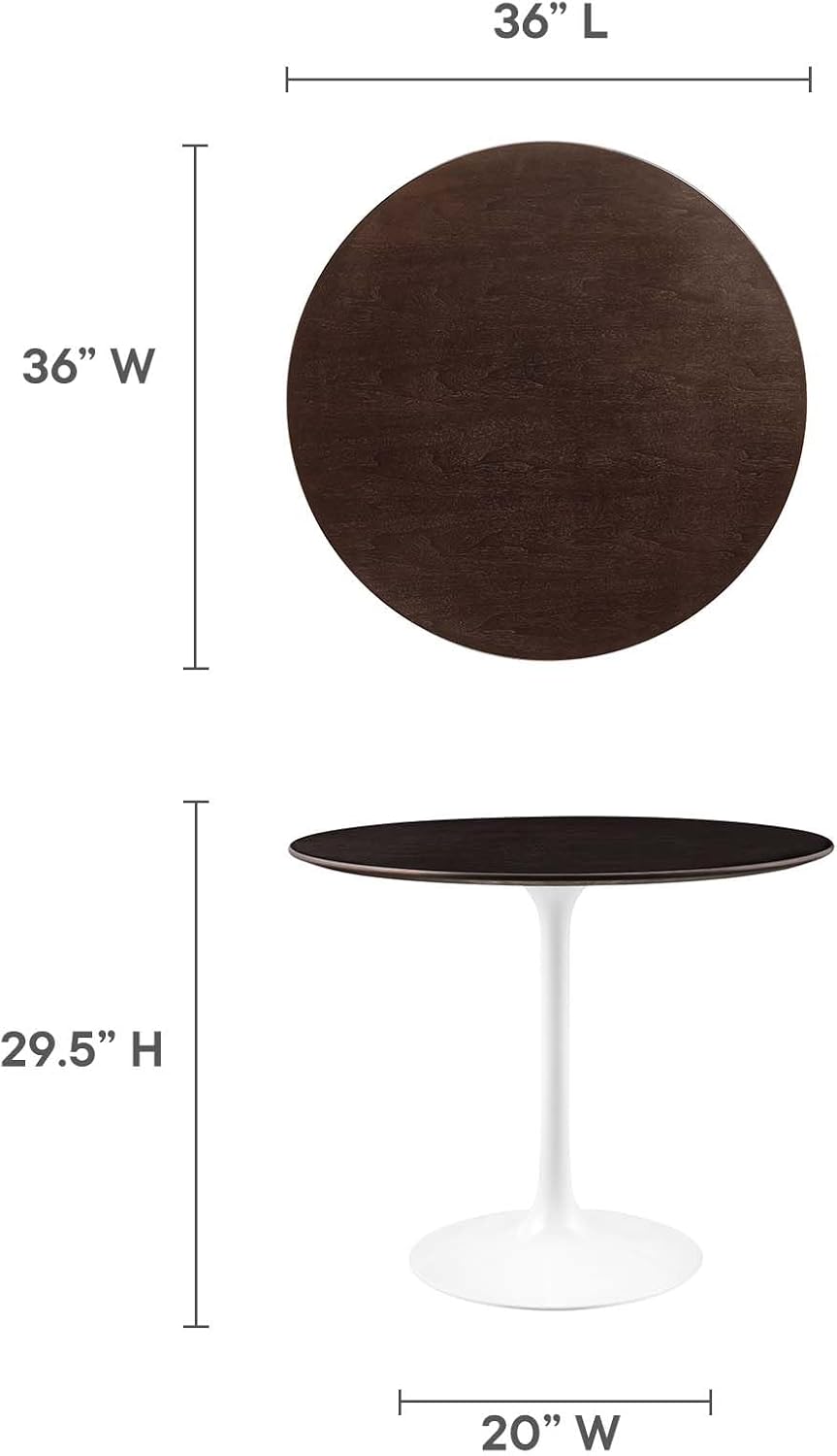 Modway Lippa Dining Table, 36', White Cherry Walnut