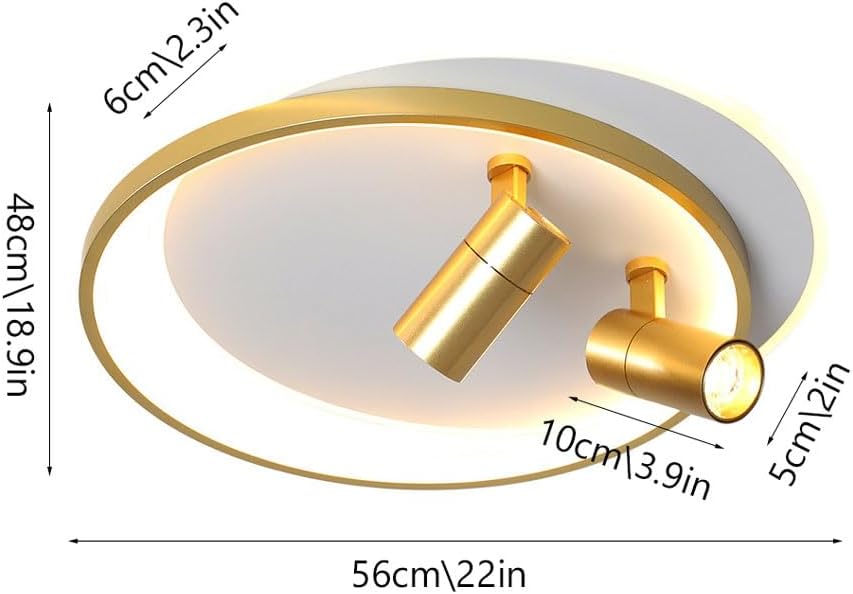 Modern LED Ceiling Light with 2 Spotlights, Dimmable Ring Ceiling Lighting Fixture with Remote Control, Indoor Flush Mount Ceiling Lamp for Bedroom Hallway Dining Room Entryway Kitchen