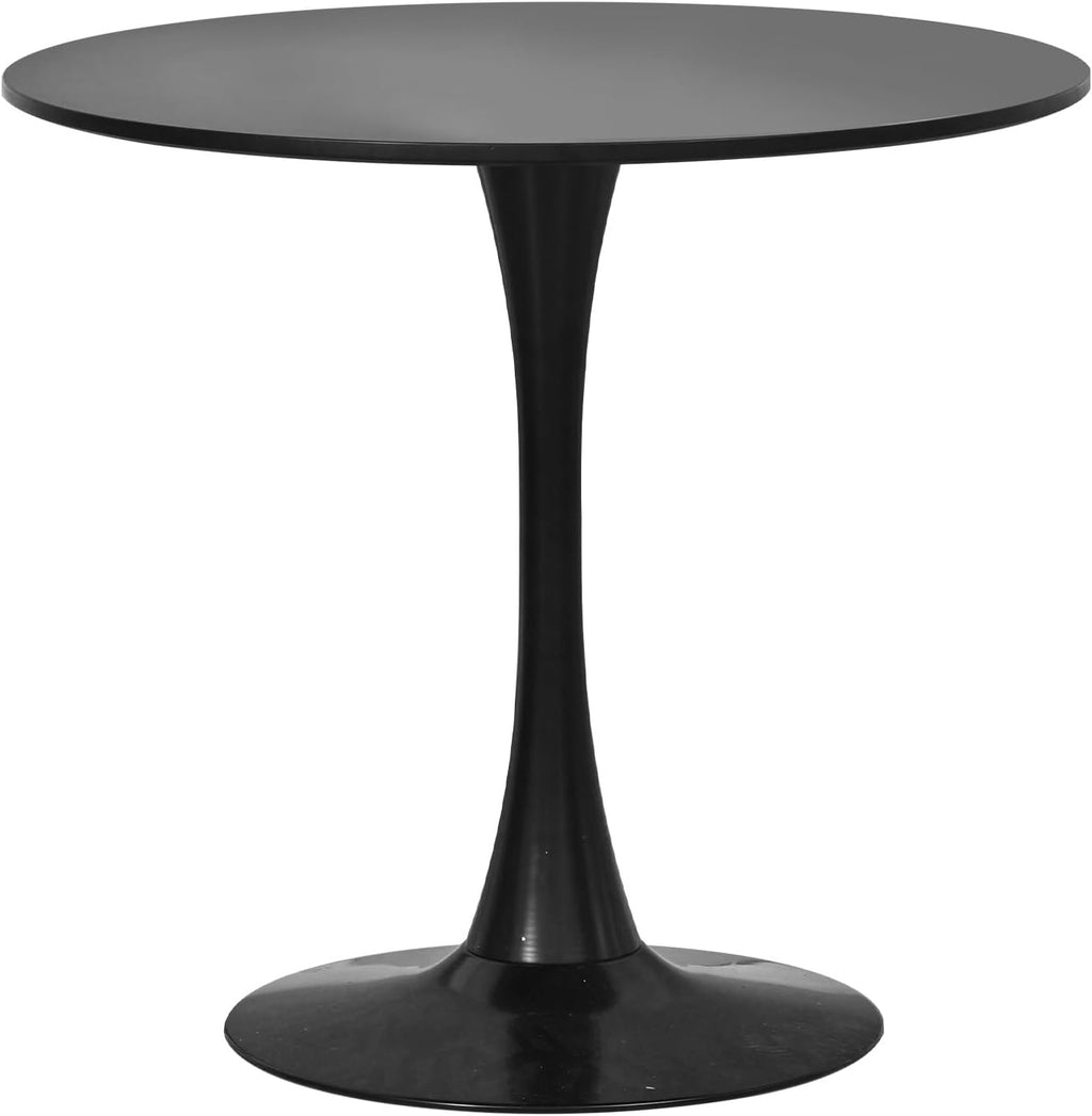 31.5' Round Dining Table for 2 MDF Table Top and Heavy Metal Dining Table Leg for Kitchen Dining Room Apartment Small Space(Black)