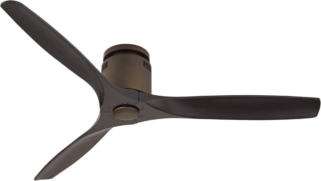Casa Vieja 52' Windspun Rustic Farmhouse 3 Blade Indoor Hugger Ceiling Fan with Remote Control Oil Rubbed Bronze Matte Black Wood for Living Kitchen House Bedroom Family Dining Room Office