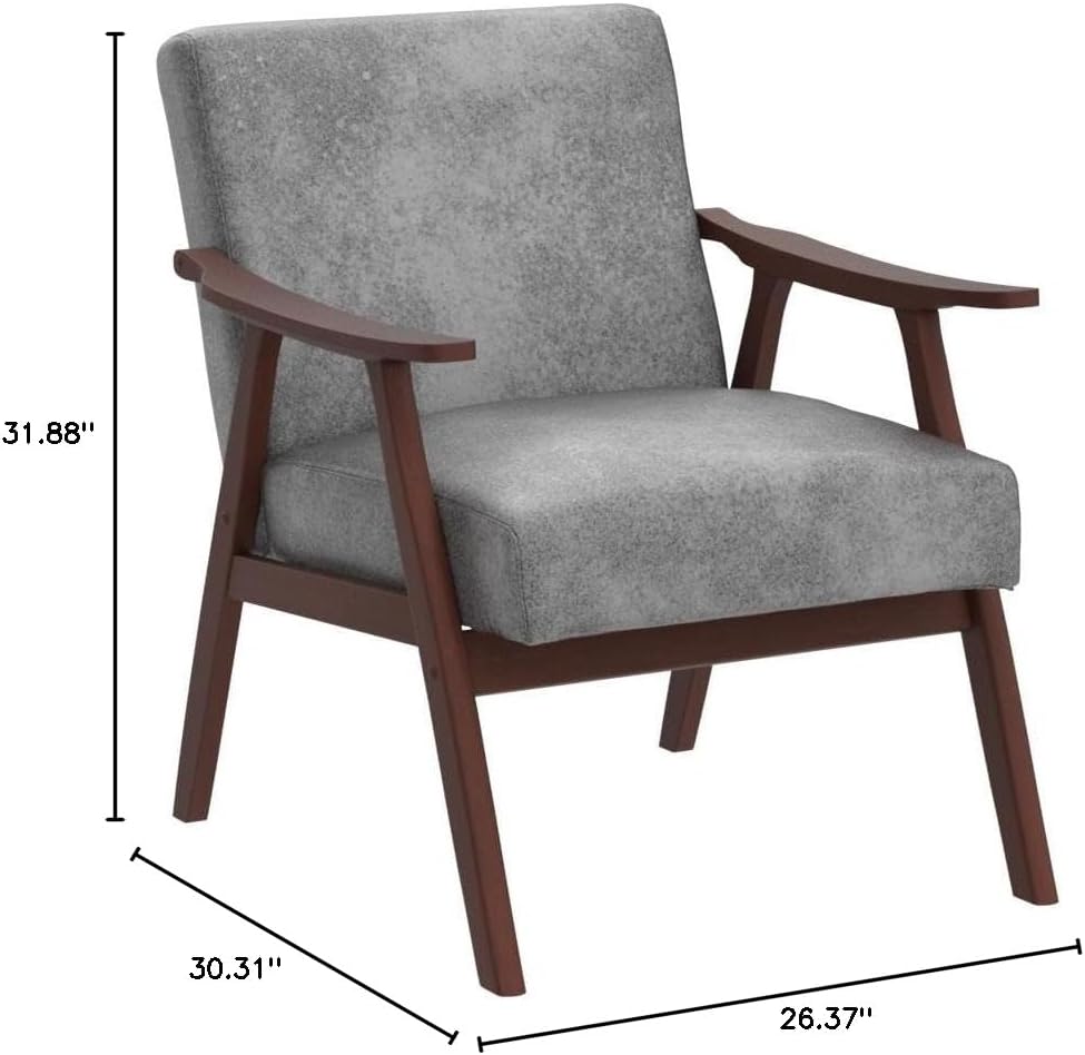 Container Furniture Direct Accent Chair with Microfiber Upholstery and Solid Wood Frame, Classic Mid-Century Modern Living Room Furniture for Extra Seating, Spotted Grey