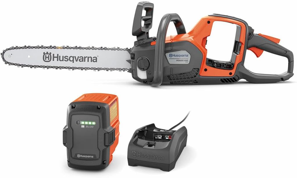 Husqvarna Power Axe 350i Cordless Electric Chainsaw, 18 Inch Chainsaw, Brushless Motor and Quiet Superior Cutting Power, 40V Lithium-Ion 7.5 Ah Battery and Charger Included, Gifts For Men, 970601202
