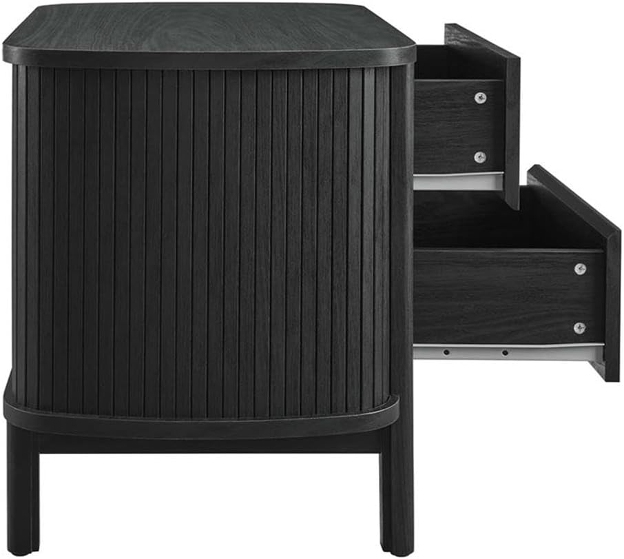 Modway Cadence Fluted 2-Drawer Nightstand in [Color] - Mid Century Modern Bedside Table with Storage - Wood Grain Accent Table - Boho Side or End Table for Living Room or Bedroom