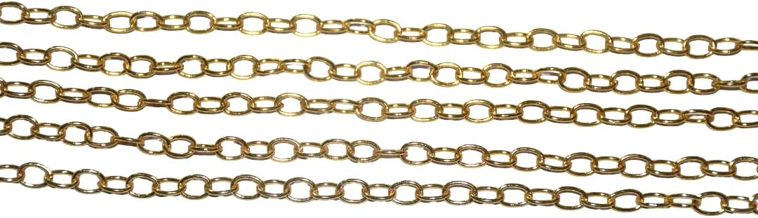 Gold-Plated Oval Link Chain – Cable Chain for Jewelry Making, DIY Crafts, Necklace & Bracelet Chain, Bulk Jewelry Supply (by the Foot)