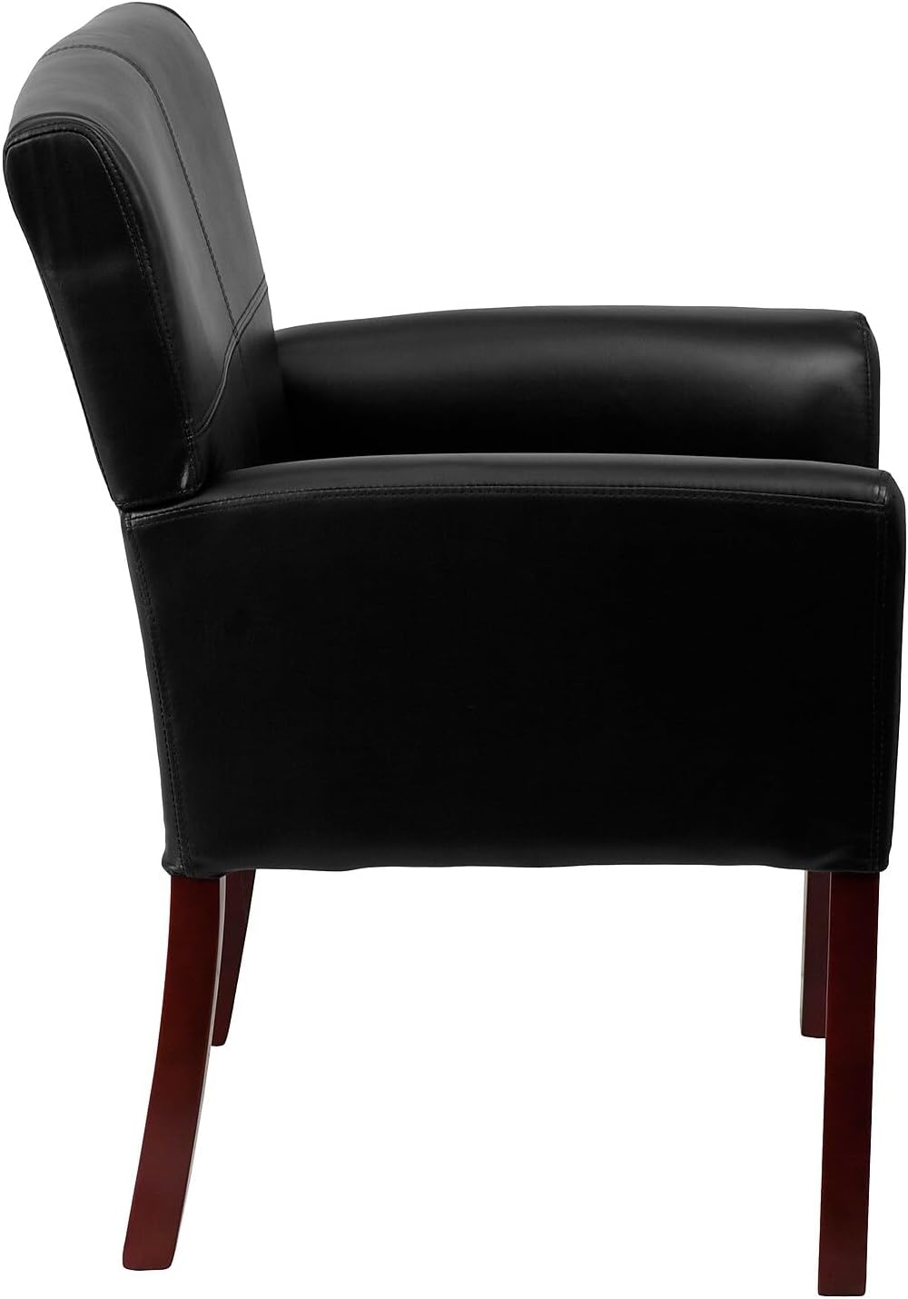 Flash Furniture Taylor LeatherSoft Upholstered Executive Side Reception Chair, Lobby Chair with Cushions and Padded Arms, Black