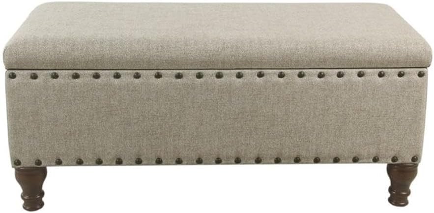 HomePop 42' Storage Bench with Nailhead Trim - Taupe/Cream